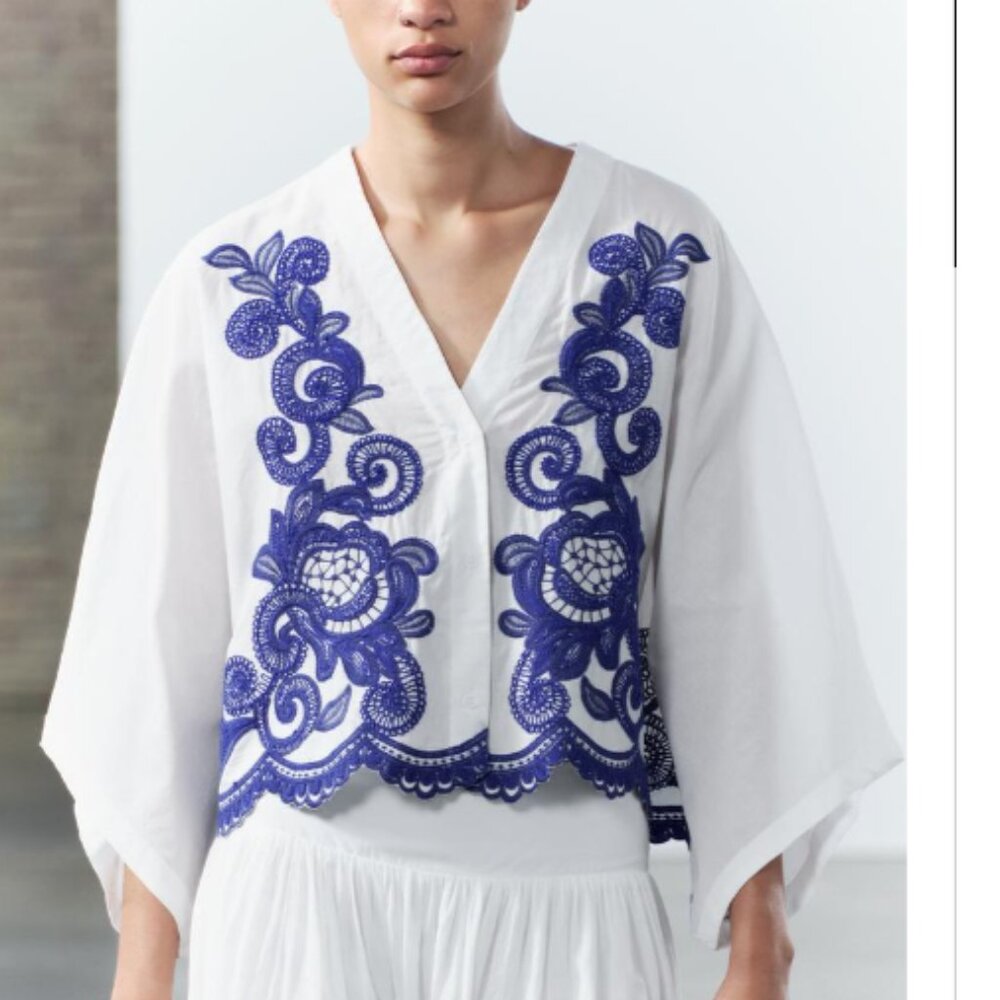 Contrast Embroidered Blouse ZW Collection